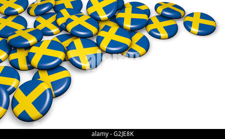 Schweden Flagge auf Abzeichen Hintergrundbild für schwedische Nationalfeiertag Events, Urlaub, Denkmal und Feier mit Exemplar. Stockfoto