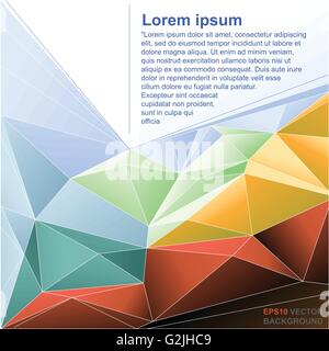 Abstrakten Hintergrund-Flyer zum Ausdrucken mit Text, Linien und farbigen Dreieck Formen. Digitale Vektorgrafik. Stock Vektor