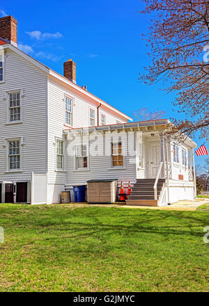 Sandy Hook Lighthouse Museum. Es ist der älteste Leuchtturm noch funktioniert jetzt. Sandy Hook befindet sich im Hochland in Monmouth County, New Jersey, USA. Stockfoto