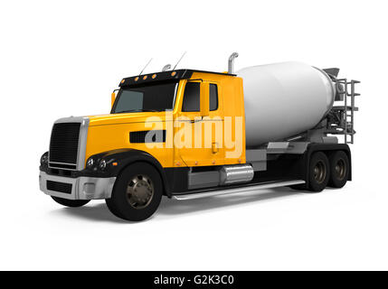 Betonmischer LKW isoliert auf weißem Hintergrund. 3D render Stockfoto