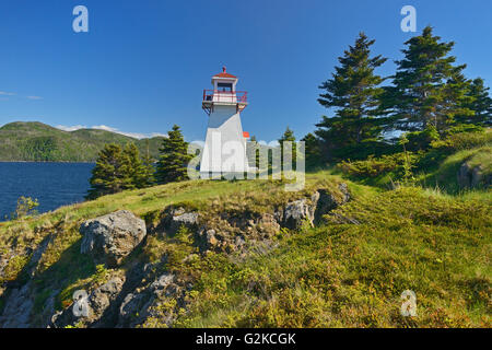 Leuchtturm auf Bonne Bay. Woody Point.  Gros Morne National Park Neufundland & Labrador Kanada Stockfoto