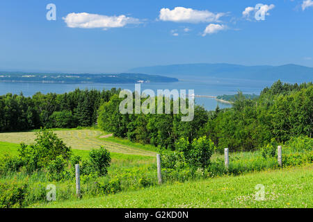 Blick auf den St. Lawrence River aus St-Joseph-de-la-Rive l ' Isle-Aux-Coudres Quebec Kanada Stockfoto