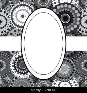 Gemusterte Frame Hintergrund Einladung kreisförmige Ornament grau bla Stock Vektor