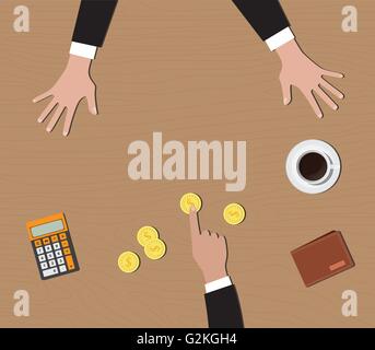 Anzahlung Menschen Gove Geld Goldmünzen Rechner Stock Vektor