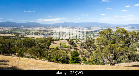 Der Blick über Yarra Glen an einem warmen Sommertag in Victoria, Australien Stockfoto