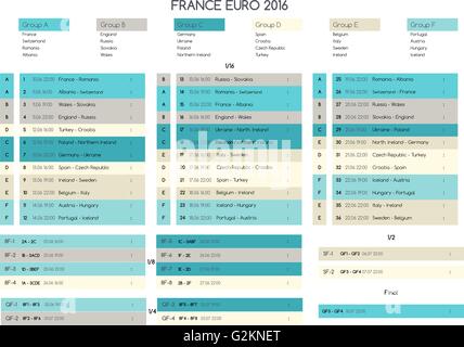 Euro Cup Football 2016 Spielplan Stock Vektor