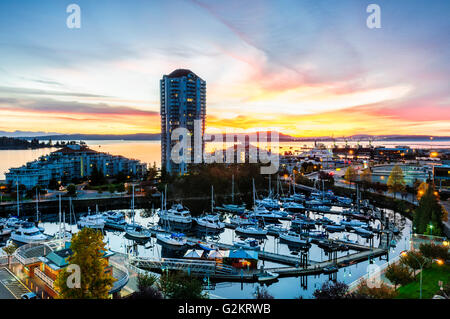 Die Uferpromenade Hafen und Marina in Nanaimo, Britisch-Kolumbien Stockfoto