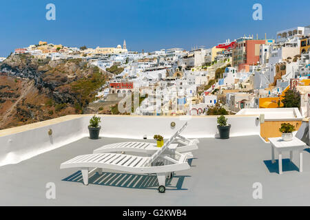 Fira, die Hauptstadt von Santorini, Griechenland Stockfoto