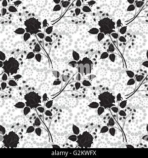 Nahtlose Blumenmuster, rose-Silhouetten Stock Vektor