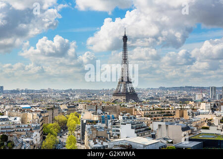 Paris, Panorama Luftbild mit Eiffelturm Stockfoto