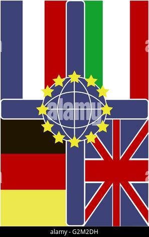 vier Flaggen und Kreuz Stock Vektor