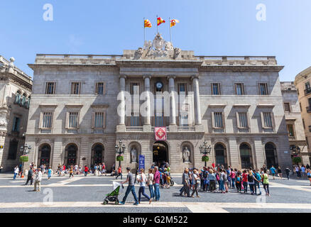 Palau De La Generalitat, Placa de Sant Jaume, gotisches Viertel, Barcelona, Katalonien, Spanien. Stockfoto