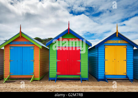 Bunte Kisten an Melbourne Baden ist Brighton Beach. Stockfoto