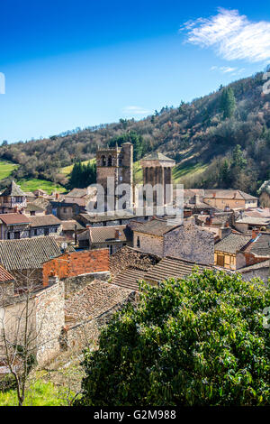 Das Dorf Blesle, das als die schönsten Dörfer Frankreichs bezeichnet wird, Haute Loire, Auvergne, Frankreich Stockfoto