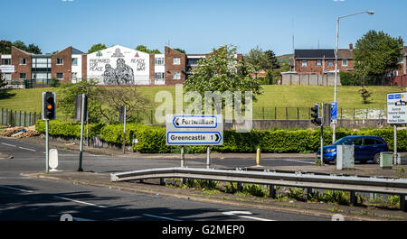 Der Eingang zu den Loyalisten Mount Vernon Estate in Nordbelfast. Stockfoto