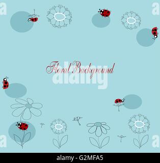 Vektor-Zeichenprogramm mit Blumen und Insekten für Ihren text Stock Vektor