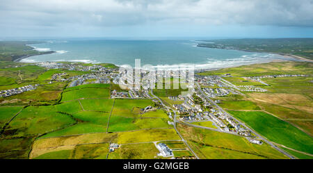 Luftaufnahme, Lahinch in Liscannor Bay, Lahinch, COUNTY CLARE, Clare, Irland, Europa, Luftaufnahme, Vögel-Augen-Blick, Luftbild, Stockfoto