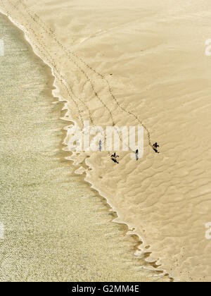 Luftaufnahme, die Bucht von Galway Rusheen mit Reiten am Strand, Atlantic Beach, Sandstrand, Galway, Galway, COUNTY CLARE, Barna Stockfoto