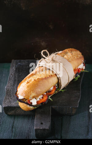 Vegetarische Baguette-sandwich Stockfoto
