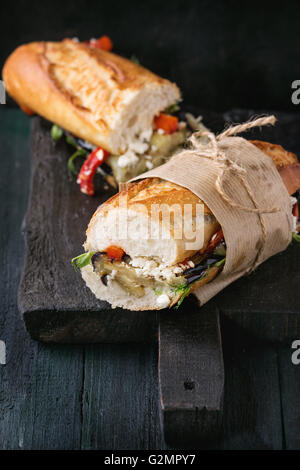 Vegetarische Baguette-sandwich Stockfoto