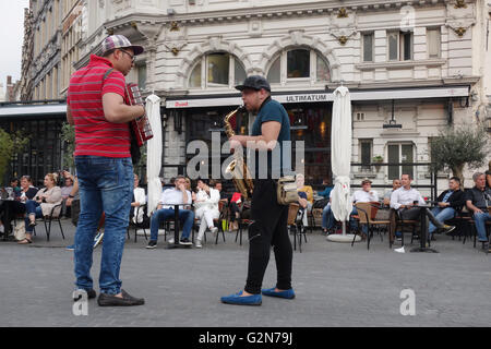 Straßenmusikanten in Antwerpen, Belgien Stockfoto