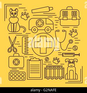 Tierärztliche Haustier Gesundheitswesen Tiermedizin Icons set isoliert Stock Vektor