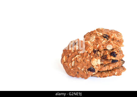 Müsli-Cookies isoliert auf weiß Stockfoto