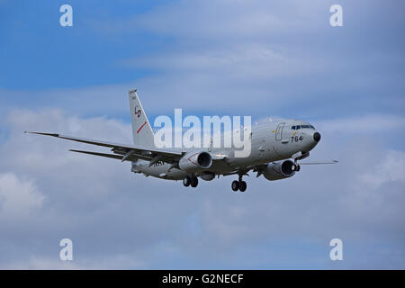 Keine 764 fliegen in RAF Lossiemouth U.S. Navy P8 Poisdon Maritime Flugzeuge.  SCO 10.387. Stockfoto