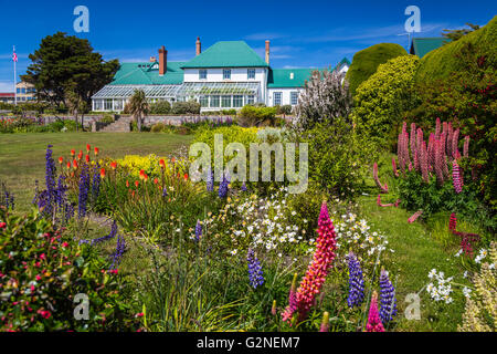 Government House in East Falkland, Stanley, Falkland-Inseln, Britische überseegegend. Stockfoto