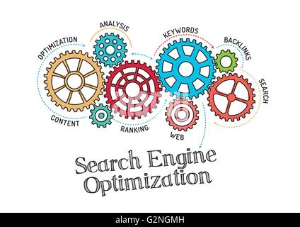 Zahnräder und Search Engine Optimization Mechanismus Stock Vektor