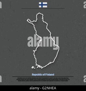 Republik Finnland isoliert Karte und offizielle Flaggen-Icons. Vektor-finnische politische Landkarte-Umriss. Suomi geographische Banner Vorlage Stock Vektor