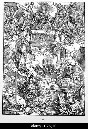 Martin Luther: Vorwort zu der Offenbarung des Johannes (1522): Vorrede zur Offenbarung Johannes (1522). Apokalypse in Zahlen; Holzschnitt von Albrecht Dürer; letztes Urteil Stockfoto