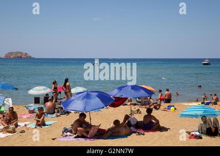 Platja de Cavalleria (Cavalleria Strand), in der Nähe von Fornells, Nordküste, Menorca, Balearen, Spanien, Europa Stockfoto