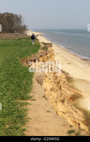 Küstenerosion der Sandstein bei Benacre, Suffolk, England, UK. Stockfoto