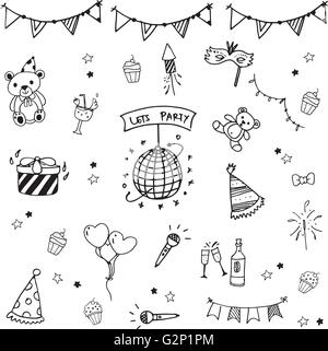 Geburtstag-Set Doodle-Kunstsammlung Stock Vektor