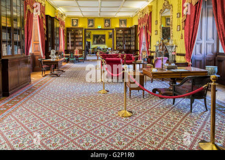 Die reich ausgestattete Bibliothek in Kilkenny Castle (erbaut im Jahre 1195) ein Wahrzeichen in Kilkenny, Grafschaft Kilkenny, Munster, Irland. Stockfoto