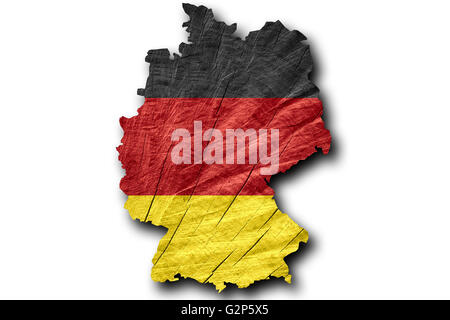 Deutschland-Flagge oder deutsche Karte auf Holz Textur Stockfoto