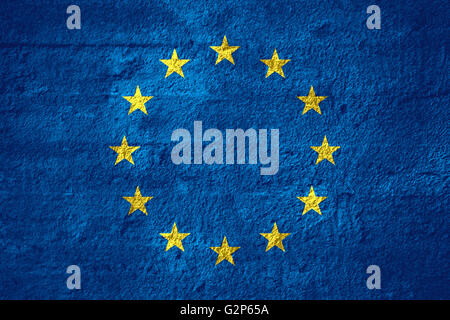 Flagge der Europäischen Union oder in Europa Banner auf grobe Textur Stockfoto