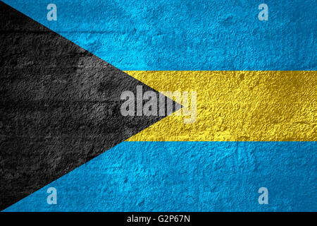 Flagge der Bahamas oder Bahama Banner auf grobe Textur Stockfoto