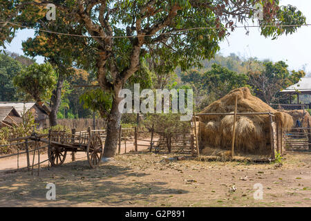 Bauernhof in einem Shan-Dorf. Landschaft des Shan-Staates, Myanmar, Burma, Südasien, Asien Stockfoto