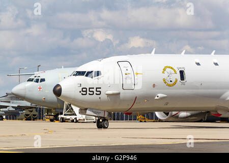 Ungebundene States Navy Boeing P-8A Poseidon maritime Patrouille Flugzeug 167955 von Air Test und Auswertung Geschwader VX-1 "Pioniere". Stockfoto