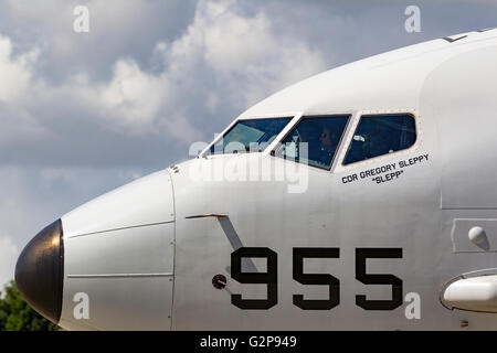 Ungebundene States Navy Boeing P-8A Poseidon maritime Patrouille Flugzeug 167955 von Air Test und Auswertung Geschwader VX-1 "Pioniere". Stockfoto