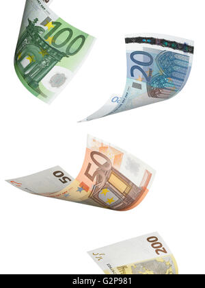 Euro Rechnung Collage isoliert auf weiss. Hochformat Stockfoto