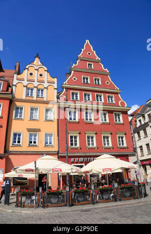 Häuser am Salz-Markt in der Nähe von Rynek, Wroclaw/Breslau, Schlesien, Polen, Europa Stockfoto