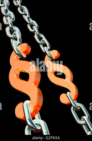 Absatzsymbol, Gesetz in Ketten Stockfoto