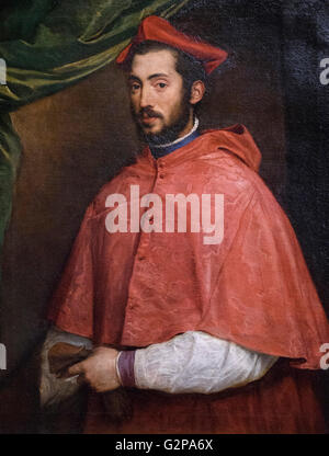 Tizian - Tiziano Vecellio (ca. 1488/90-1576), Porträt von Kardinal Alessandro Farnese (1545-1546). Stockfoto