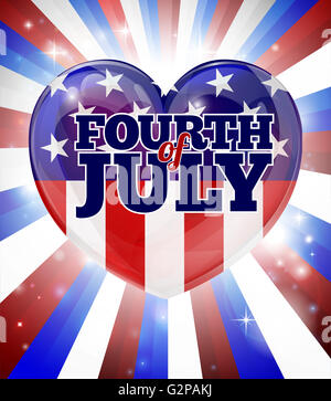 Ein Fourth Of July American Independence Day-Herz-design Stockfoto