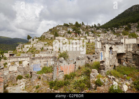 Die verlassenen türkischen "Ghost Town" Dorf in Kayakoy, Türkei. Stockfoto