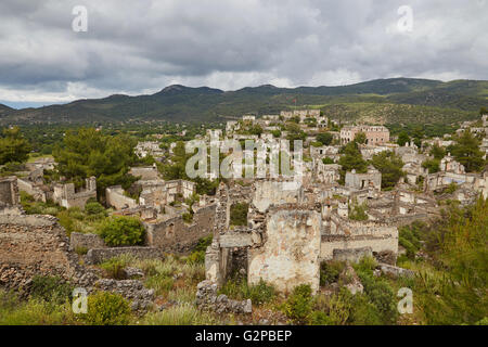 Die verlassenen türkischen "Ghost Town" Dorf in Kayakoy, Türkei. Stockfoto