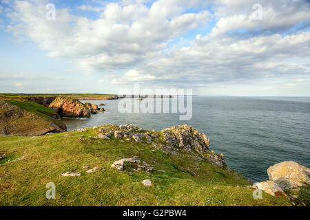 Schroffe Klippen und Küsten an St Govan Spitze auf der Pembrokeshire Coast National Park in Wales, in Richtung Stackpole Stockfoto